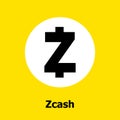 Zcash criptocurrency blockchain flat icon a yellow background. Royalty Free Stock Photo