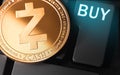 Zcash cryptocurrency coin Royalty Free Stock Photo