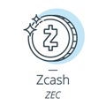 Zcash cryptocurrency coin line, icon of virtual currency