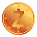 Zcash cryptocurrency icon, cartoon style