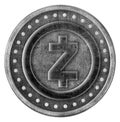 Zcash Grunge Silver Coin, Token