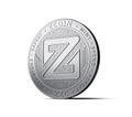 Zcoin cryptocurrency physical coin concept isolated on white background.