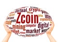 Zcoin word cloud hand sphere concept