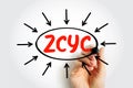 ZCYC acronym for Zone of Centrality and Yielding Capacity. Hand drawing technical concept with arrows for structural engineering, Royalty Free Stock Photo