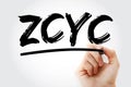 ZCYC - Zero Coupon Yield Curve acronym with marker, business concept background Royalty Free Stock Photo