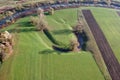 Aerial view of meadows and fields in North Croatia in summertime Royalty Free Stock Photo