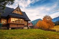 Historic home in the village of Zdiar in High Tatra Mountains Royalty Free Stock Photo