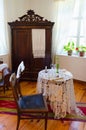 Interior of museum-estate of Ilya Repin Zdravnevo women`s bedroom, Vitebsk region, Belarus