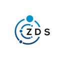 ZDS letter technology logo design on white background. ZDS creative initials letter IT logo concept. ZDS letter design Royalty Free Stock Photo