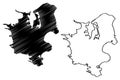 Zealand island Kingdom of Denmark map vector illustration, scribble sketch Sealand map Royalty Free Stock Photo