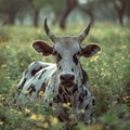 The Zealous Zebu, a type of humpbacked cattle found in the Indian subcontinent, AI generated