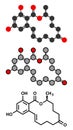 Zearalenone (ZEN) mycotoxin molecule. Produced by some Fusarium and Gibberella species Royalty Free Stock Photo