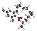 Zearalenone ZEN mycotoxin molecule. Produced by some Fusarium and Gibberella species. 3D rendering. Atoms are represented as.