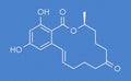 Zearalenone ZEN mycotoxin molecule. Produced by some Fusarium and Gibberella species. Skeletal formula. Royalty Free Stock Photo