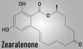 Zearalenone ZEN mycotoxin molecule skeletal chemical formula. Royalty Free Stock Photo