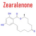 Zearalenone ZEN mycotoxin molecule skeletal chemical formula. Royalty Free Stock Photo
