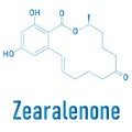 Zearalenone ZEN mycotoxin molecule skeletal chemical formula. Royalty Free Stock Photo