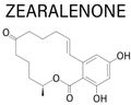 Zearalenone, ZEN mycotoxin molecule skeletal formula. Produced by some Fusarium and Gibberella species. Royalty Free Stock Photo