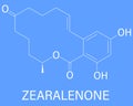 Zearalenone, ZEN mycotoxin molecule skeletal formula. Produced by some Fusarium and Gibberella species. Royalty Free Stock Photo