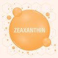 Zeaxanthin. Food for good vision and healthy eyes. Selection of products to help improve eyesight. Medical scientific Royalty Free Stock Photo