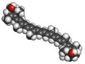 Zeaxanthin yellow pigment molecule. Responsible for color of bell peppers, corn, saffron, etc. Also plays important role in human. Royalty Free Stock Photo