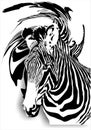 Zebra on an abstract background (monochrome). (Vec