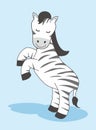 Zebra Cartoon Isolated Standing Animals Illustration