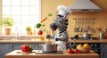 Zebra Chef Cooking in the Kitchen Royalty Free Stock Photo