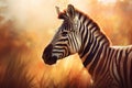 Zebra closeup sunset. Generate Ai