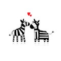 Zebra couple in love, sketch for your design