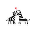 Zebra couple in love, sketch for your design