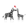 Zebra couple in love, sketch for your design