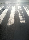 Zebra Cross at Wet Black Aspalt