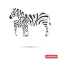 Zebra with cub color flat icon Royalty Free Stock Photo