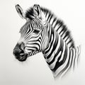 Realistic Zebra Portrait Tattoo Drawing On White Background