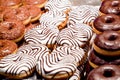 Zebra donuts, chocolate donuts and donut hazelnut 3