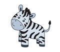Zebra Doodle Vector color Illustration Isolated on white background