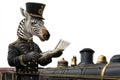 Zebra Dressed as Train Conductor Royalty Free Stock Photo