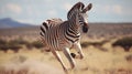 Zebra (Equus burchells) running and jumping. AI Generative Royalty Free Stock Photo