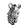 Zebra face black brushstroke, African animals, vector Zebra head,