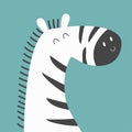 Zebra face icon. Black striped horse. Cute cartoon kawaii funny baby character. Zoo animal. Side view. Education cards for kids. Royalty Free Stock Photo