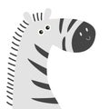 Zebra face icon. Cute cartoon kawaii funny baby character. Black striped horse. Zoo animal. Side view. Education cards for kids. Royalty Free Stock Photo