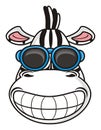 Zebra face smiling broadly in sunglasses Royalty Free Stock Photo