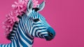 Zebra With Flower Crown: A Bold And Vibrant Zbrush Artwork