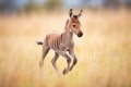 zebra foal running in open field