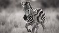 Zebra Foal\'s First Run in the African Savannah