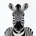 Minimalist Zebra Portrait On White Background