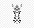 Zebra head, animals and african savannah, linear graphic design