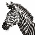 Zebra head on the background of the African savannah, engraving style, close-up portrait, black and white Royalty Free Stock Photo