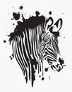zebra head black color spots and splashes Royalty Free Stock Photo
